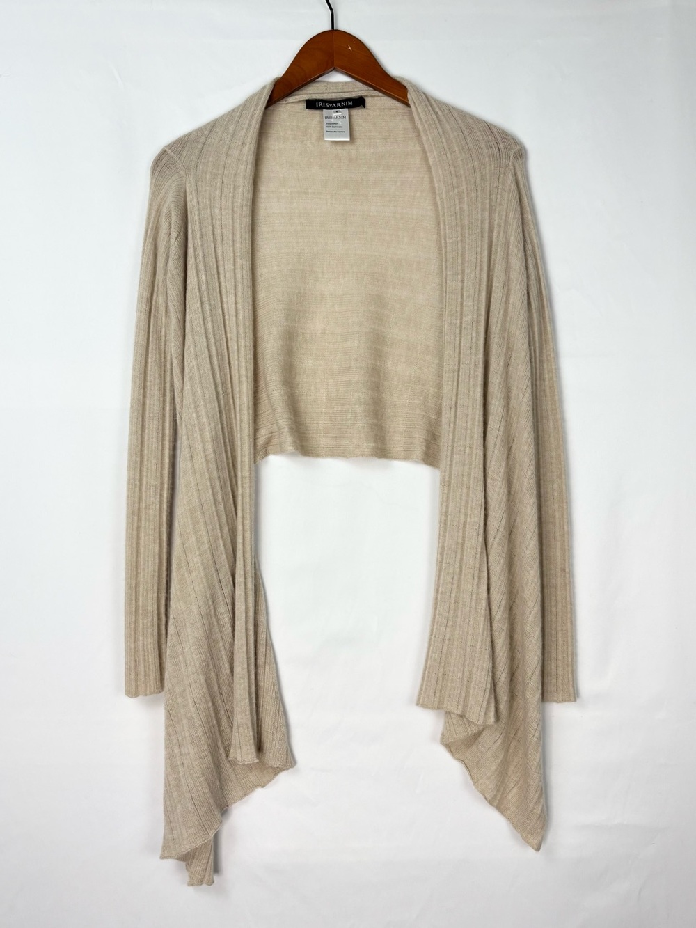 Iris Von Arnim Cashmere Cardigan Tan Size S German Open Front Knit Women
